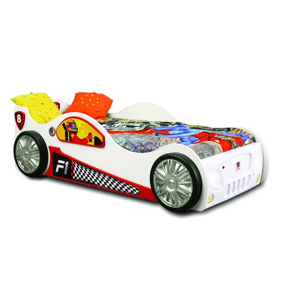 Letto per Bambini a forma di auto Tuning in MDF con fari luminosi