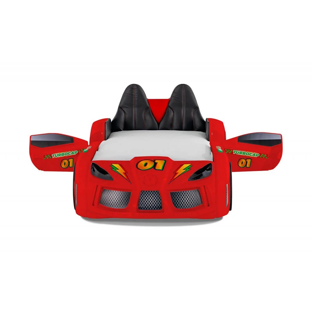 Letto a forma di auto Turbo Cup rosso con sportelli apribili