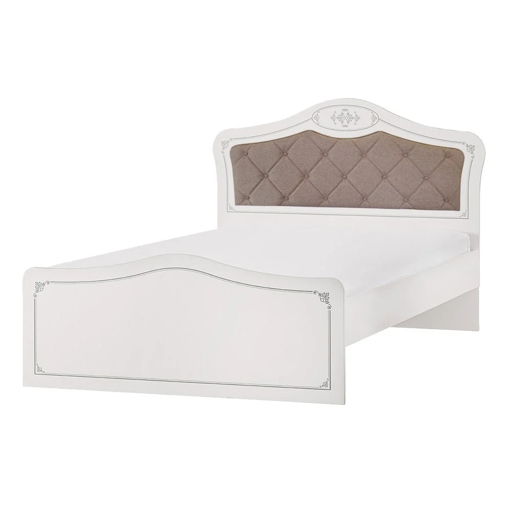 Letto ad una piazza o una piazza e mezzo Perla con testata imbottita stile capitonne realizzato in legno melaminico
