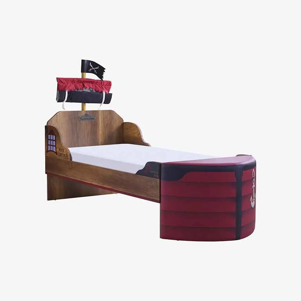 Letto a forma di Nave dei pirati struttura in legno con possibilita di aggiungere cassettone letto ospiti