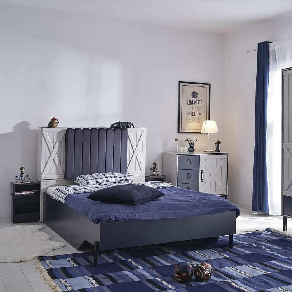 Letto Rust con due ante e due carrelli a scomparsa nella testata
