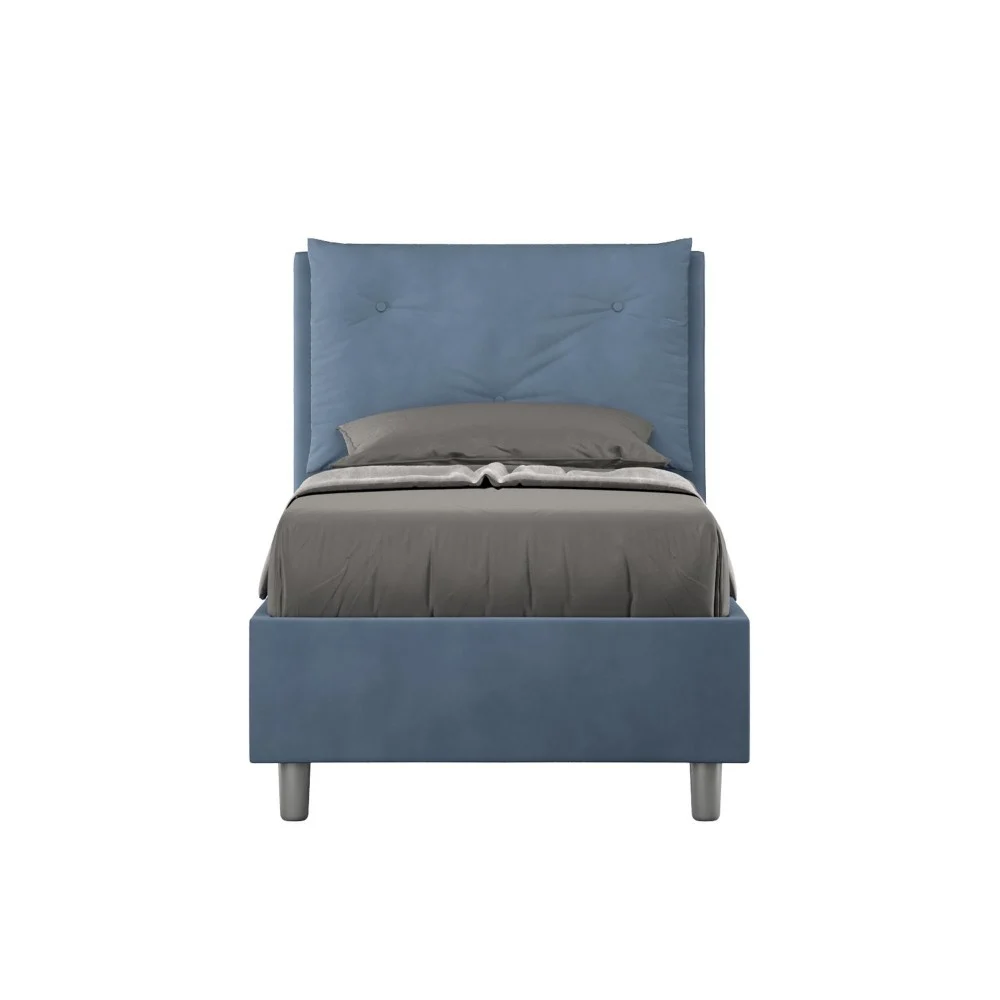 Letto singolo Appia di Itamoby con testata e imbottita e cuscino trapuntato in microfibra,, con o senza contenitore