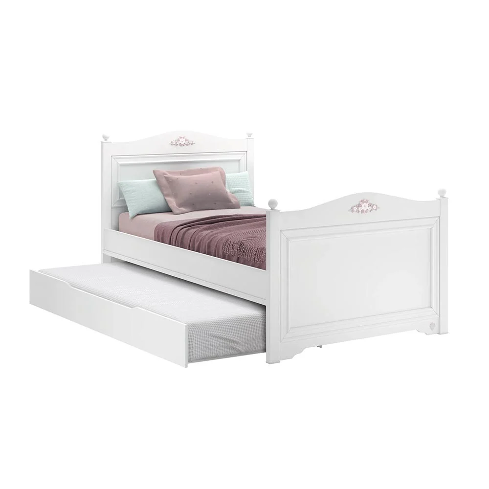 Cilek Letto per bambine Rustic White con letto estraibile con o senza materasso