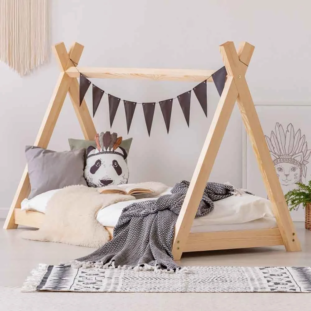 Letto singolo Tepee in legno di pino adatto per camerette