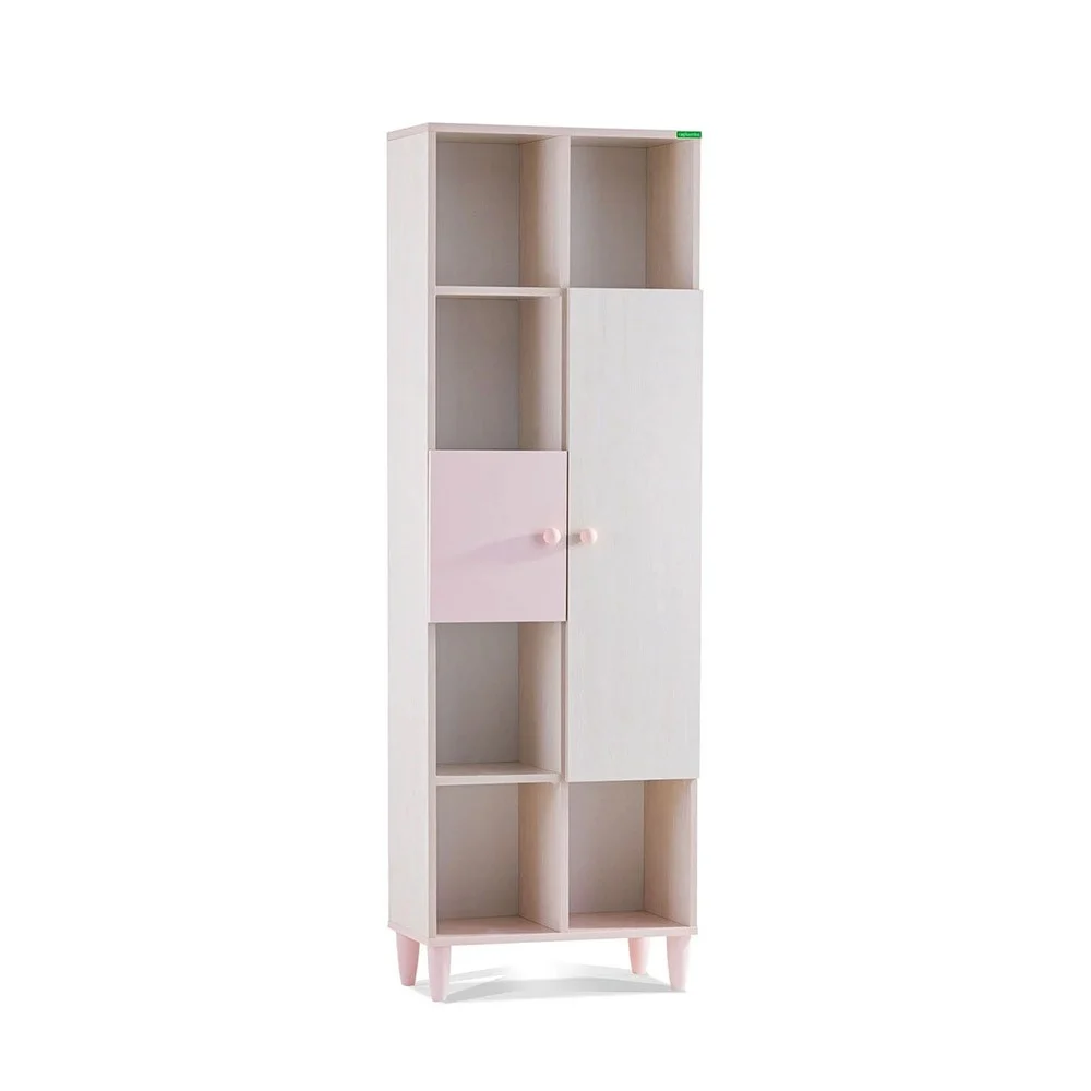 Libreria per cameretta Linea Pollina con ampi vani porta libri e due ante