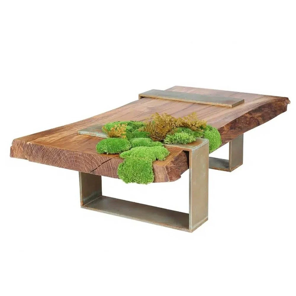 Linfadecor tavolino da salotto Radura con muschio e felci stabilizzate