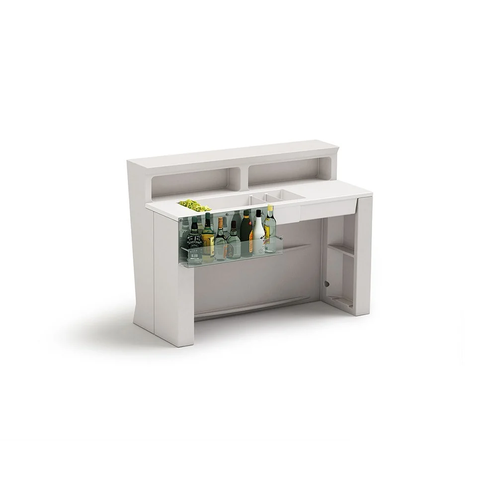 Lyxo Marvy bancone bar con cocktail station e tasca porta bottiglie in plexiglass