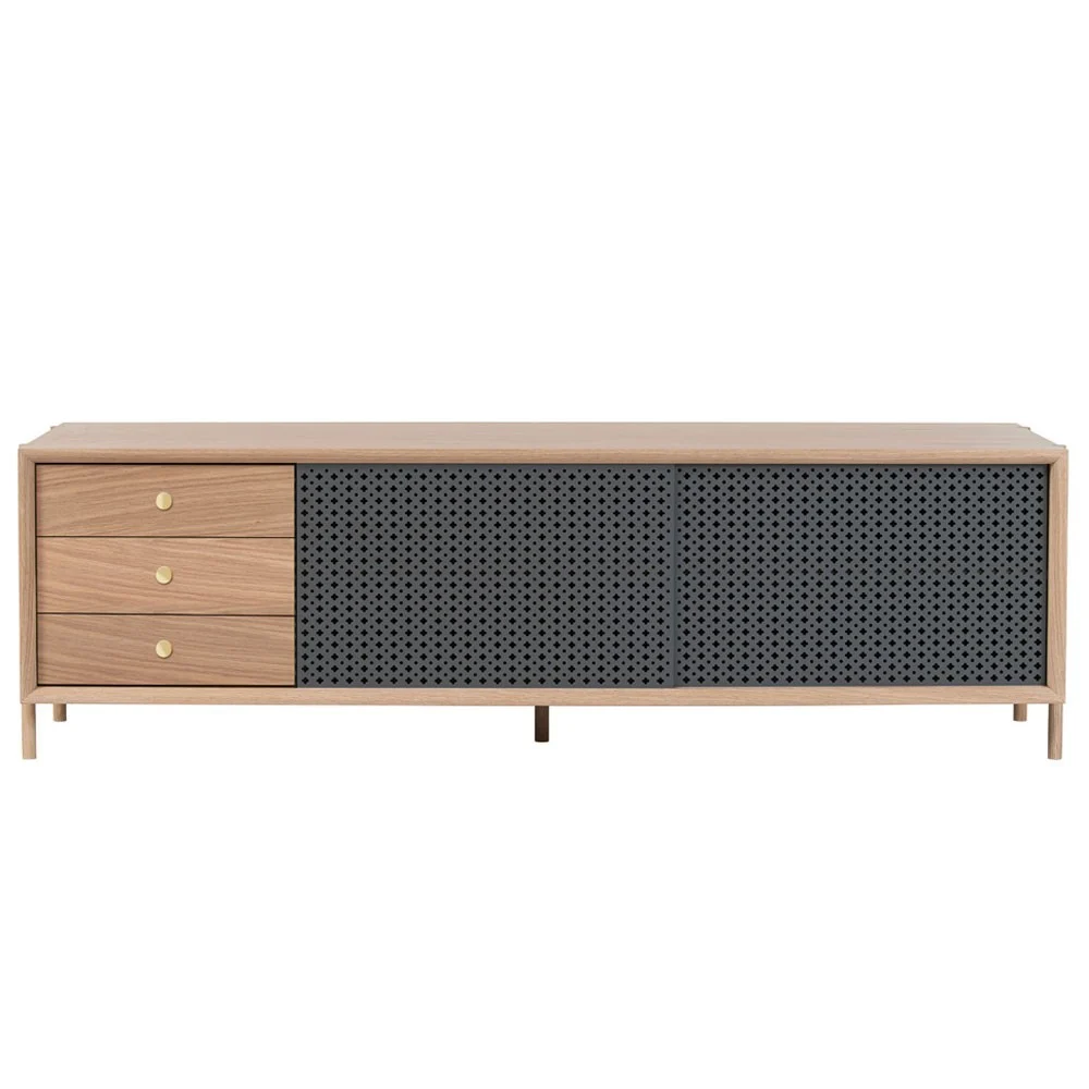 Madia Gabin 162cm rovere con cassetto grigio ardesia