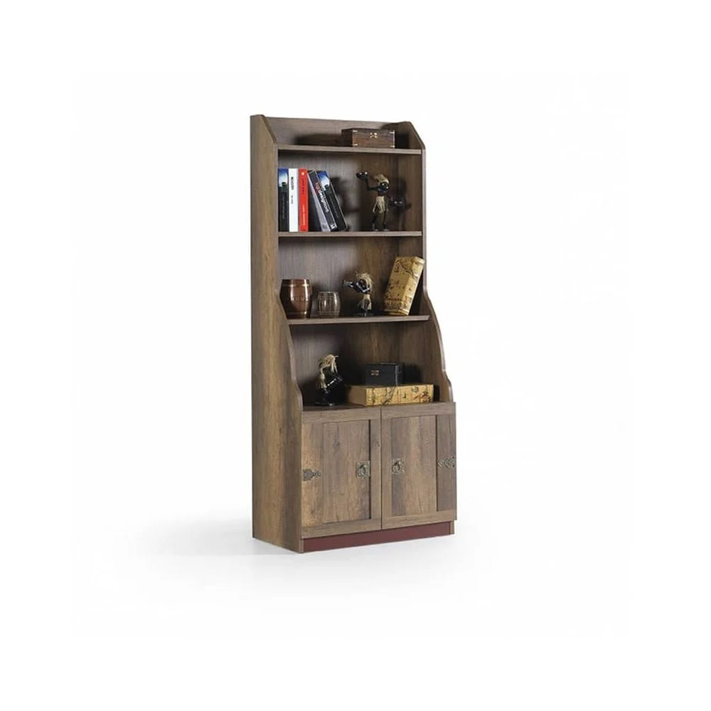 Mobile Libreria Pirata in Legno, con Due Ante e Tre Ripiani
