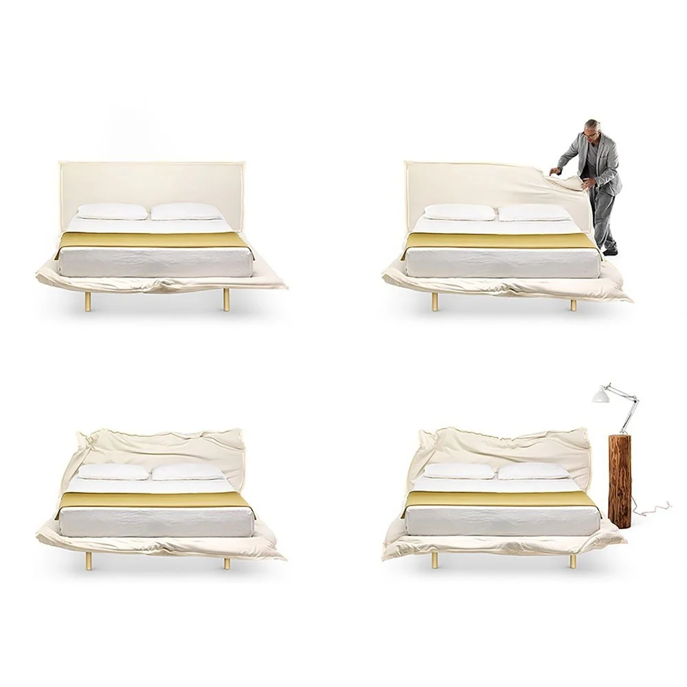 Mogg Big Hug letto matrimoniale modellabile disponibile nella versione in panno bianco