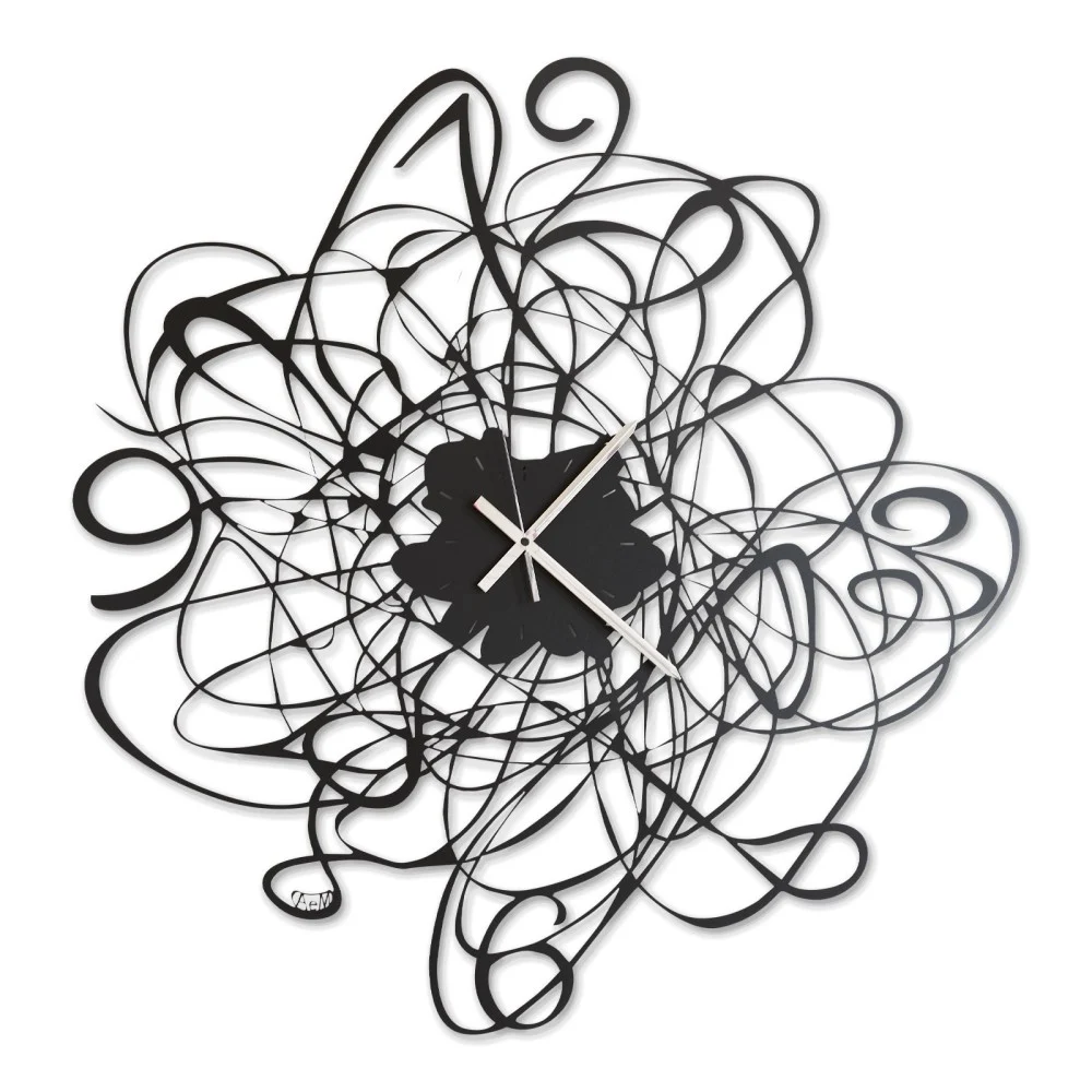Orologio da parete Doodle di Arti e Mestieri realizzato in metallo disponibile in due diverse finiture sia rosso che nero