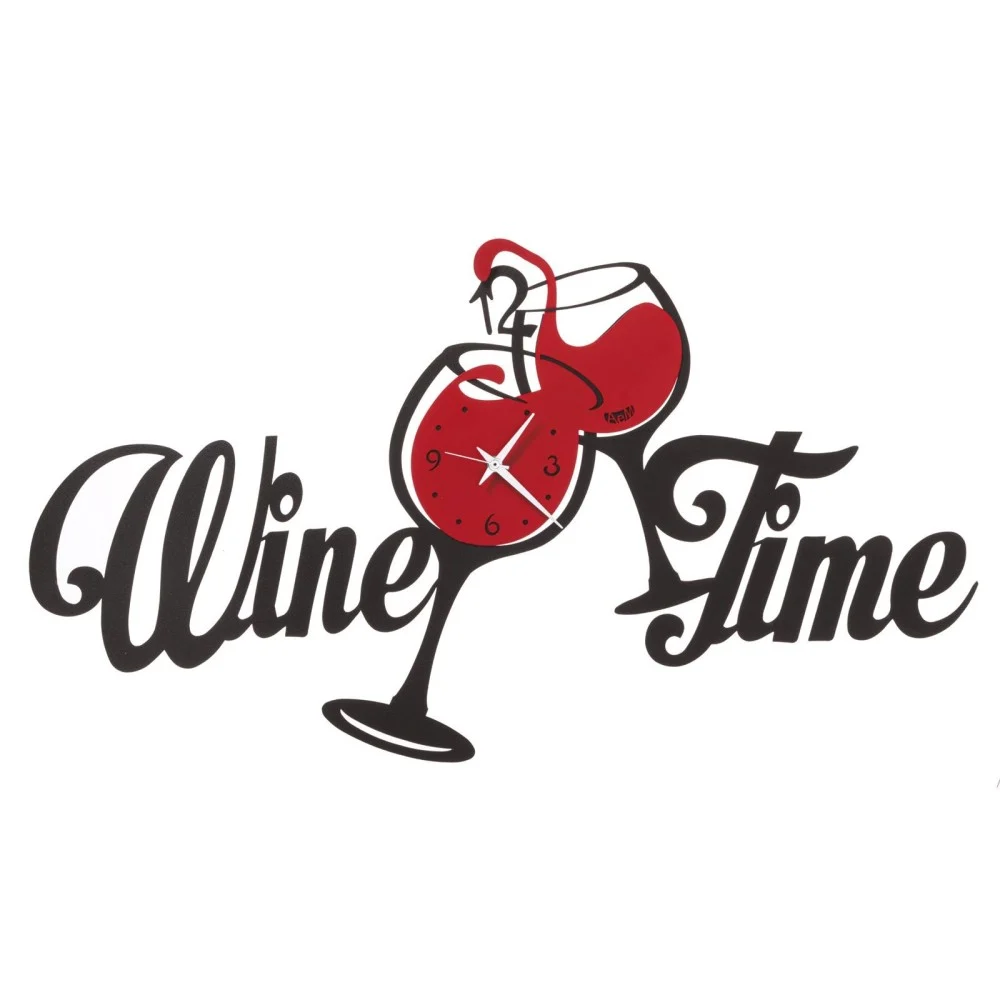 Orologio da parete Wine Time di Arti e Mestieri in metallo verniciato a polvere e meccanismo orologio tedesco