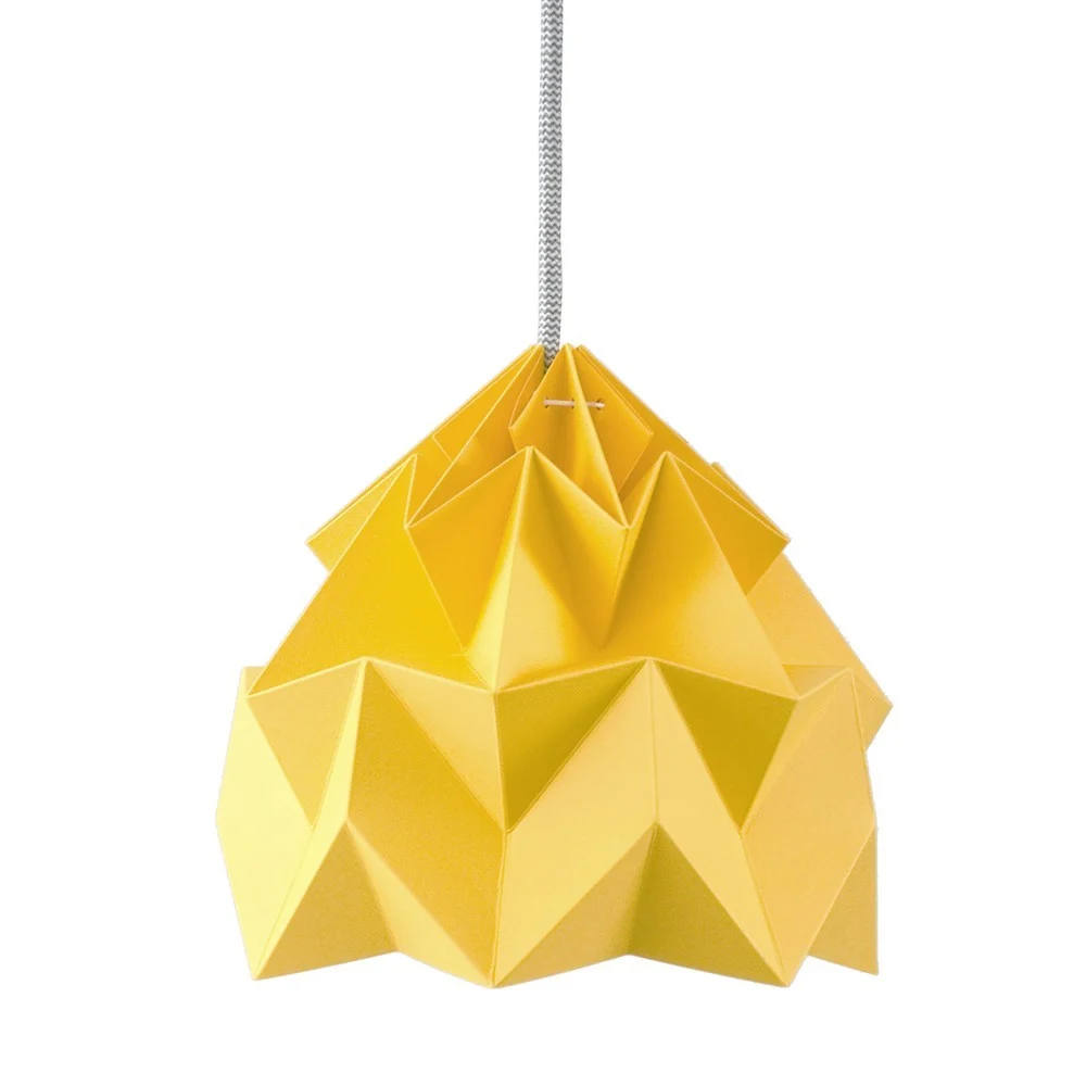Pendente origami in carta falena giallo dorato