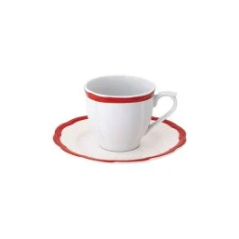 PETALO TAZZA CAFFE' CON PIATTO BORDO ROSSO
