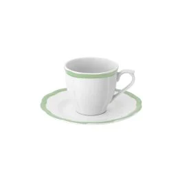 PETALO TAZZA CAFFE' CON PIATTO BORDO VERDE