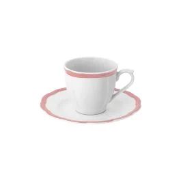 PETALO TAZZA CAFFE' CON PIATTO BORDO ROSA