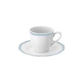 PETALO TAZZA CAFFE' CON PIATTO BORDO AZZURRO