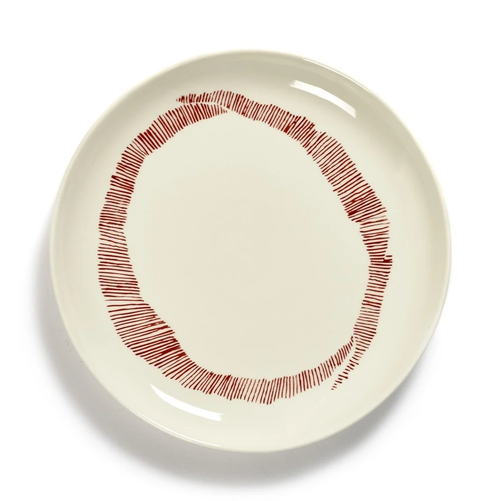 Piatto Festa Ottolenghi righe bianche e rosse S