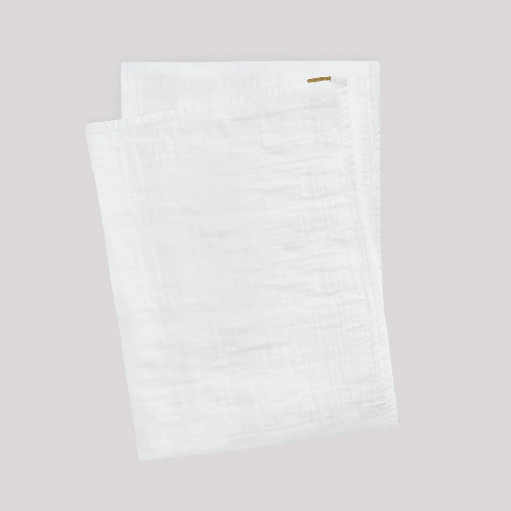 Plaid in doppia garza di puro cotone bianco