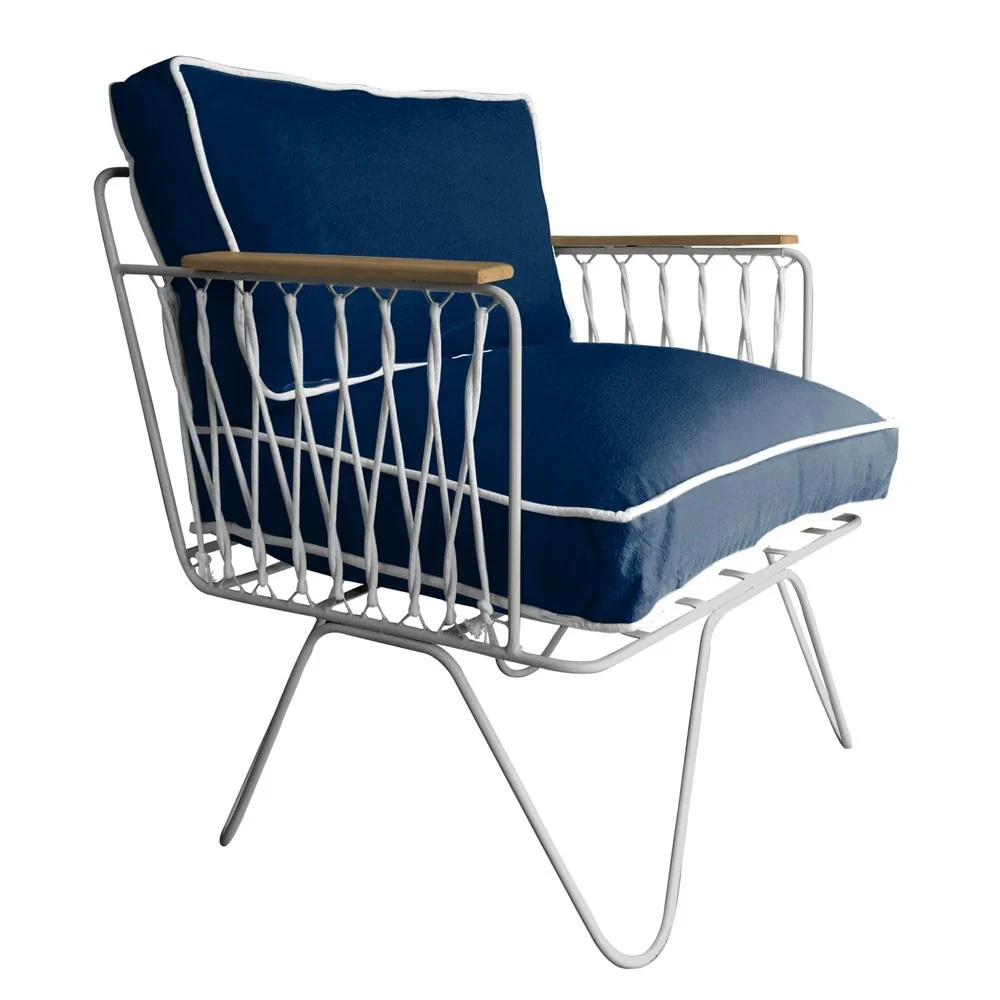 Poltrona Croisette in cotone blu indaco