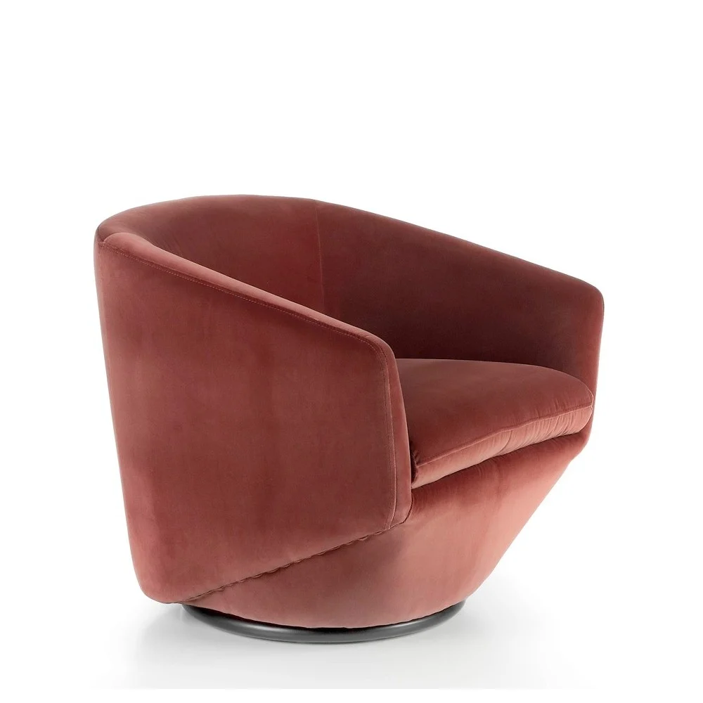 Angel Cerda poltrona 5041 Living girevole realizzata con struttura in acciaio e scocca in legno e rivestita in tessuto vellutato
