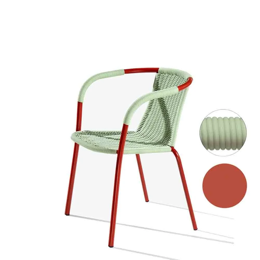 Poltrona 001 di Et Al. da esterno, struttura tubolare verniciato e seduta e braccioli rivestiti in filo PVC finish opaco