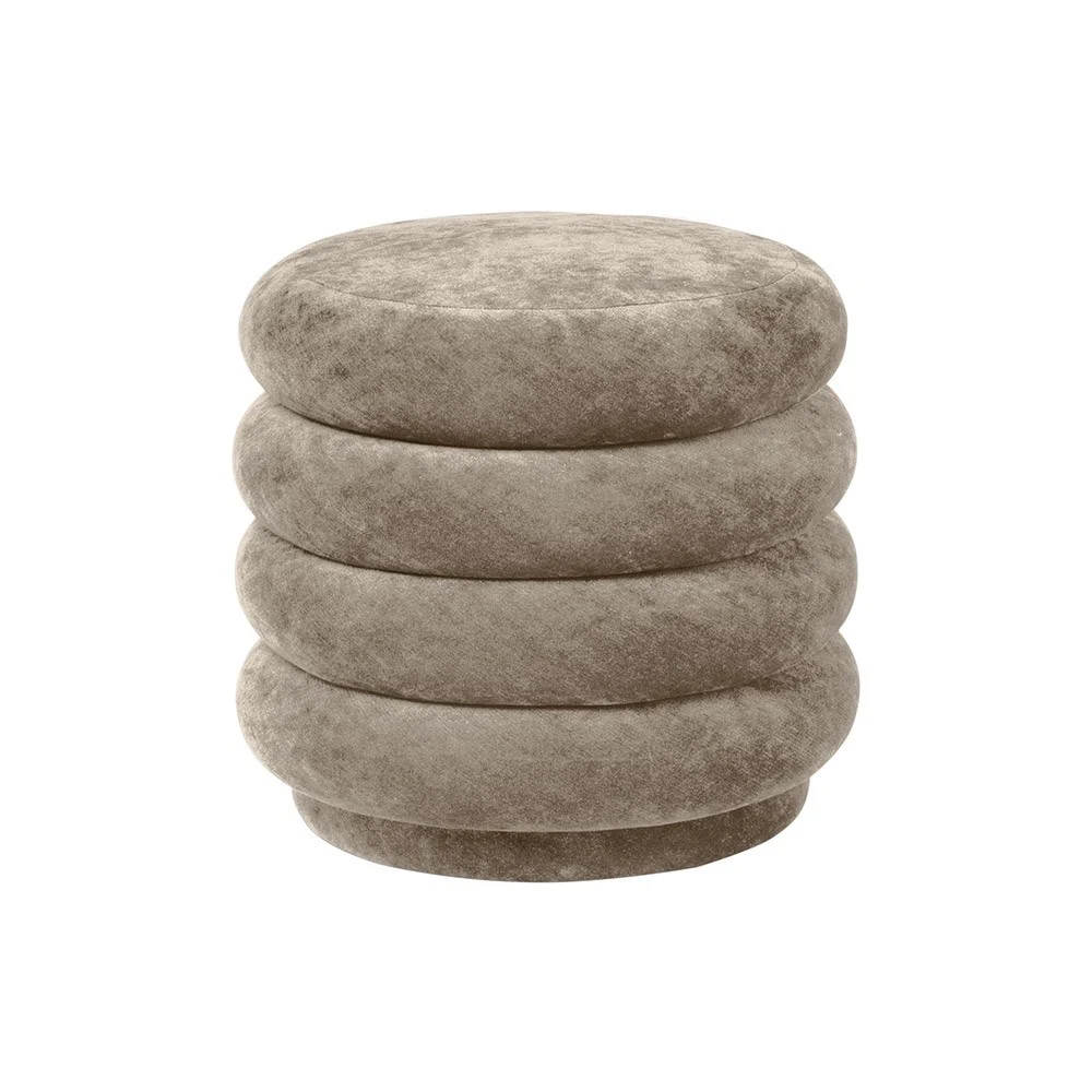 Pouf Round S in velluto beige