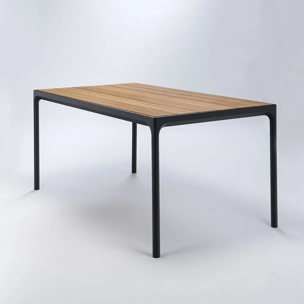 Quattro tavolo da pranzo 90x160 cm nero e bambù