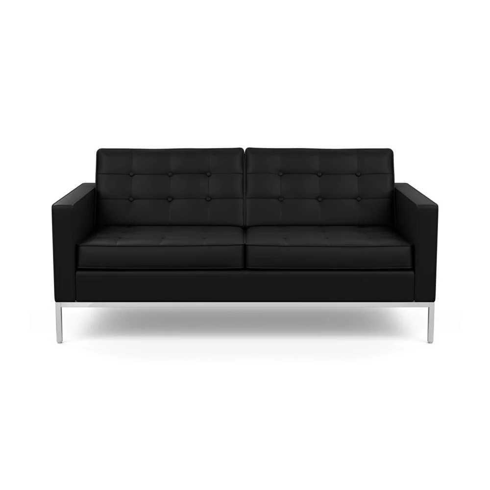 Riedizione Divano Florence Knoll a 2 e 3 posti rivestito in vera pelle italiana
