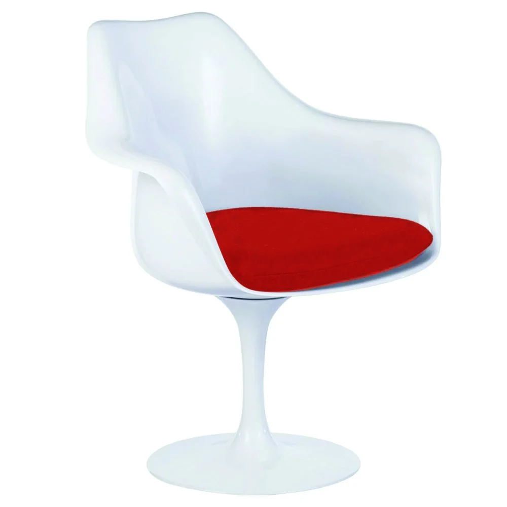Poltrona Tulip con Cuscino in Pelle o Tessuto