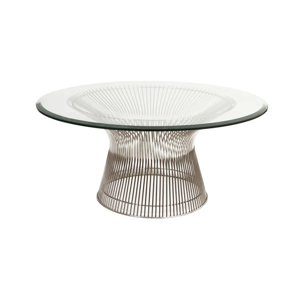 Riedizione Tavolo da Fumo Platner di Warren Platner in acciaio e vetro