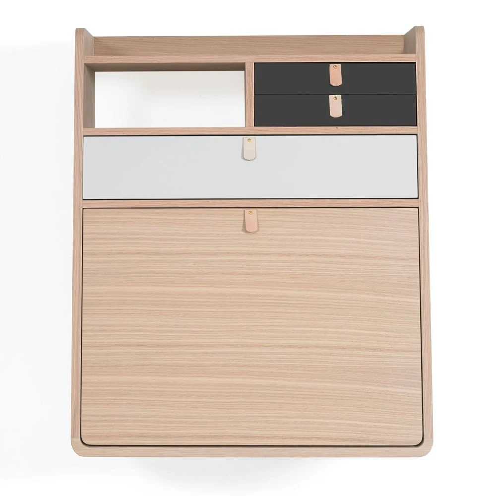 Scrittoio da parete Gaston 60 cm rovere - grigio chiaro e grigio ardesia