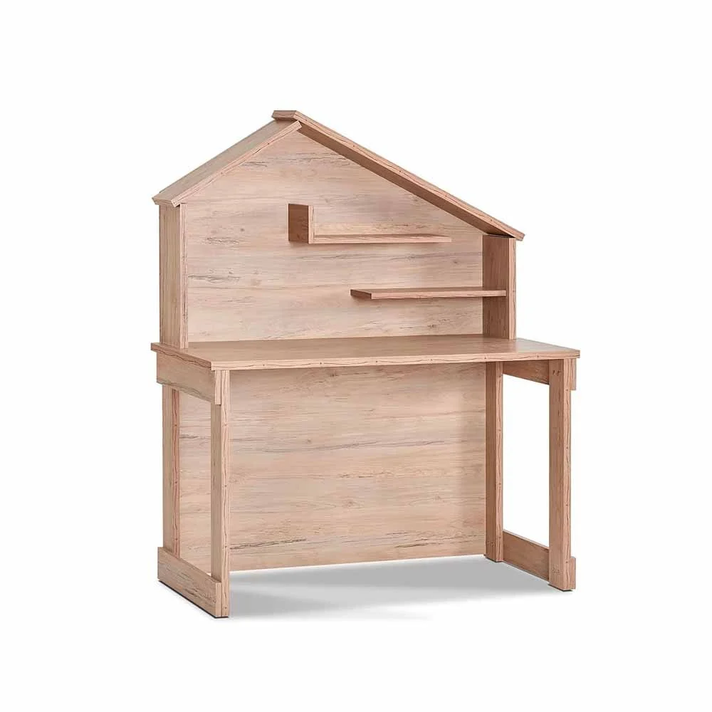 Scrivania a forma di casa della Linea My House con due ripiani e un ampio piano di lavoro