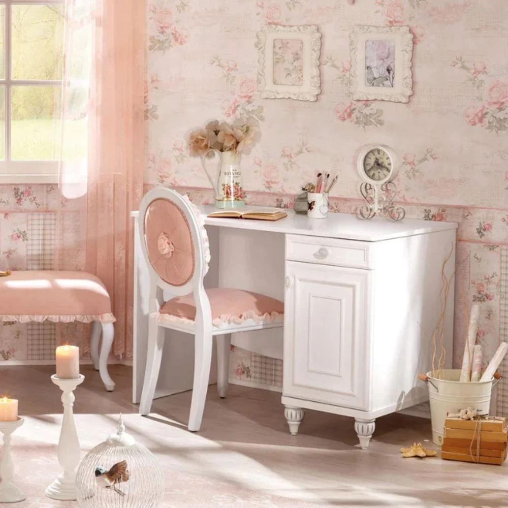 Cilek Scrivania Romantica con Cassetti, in Melaminico Bianco Opaco