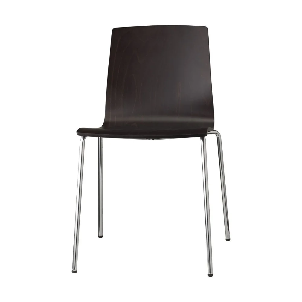 Scab Design sedia Alice Wood realizzata con struttura in tubo di acciaio cromato e scocca in  multistrato di faggio