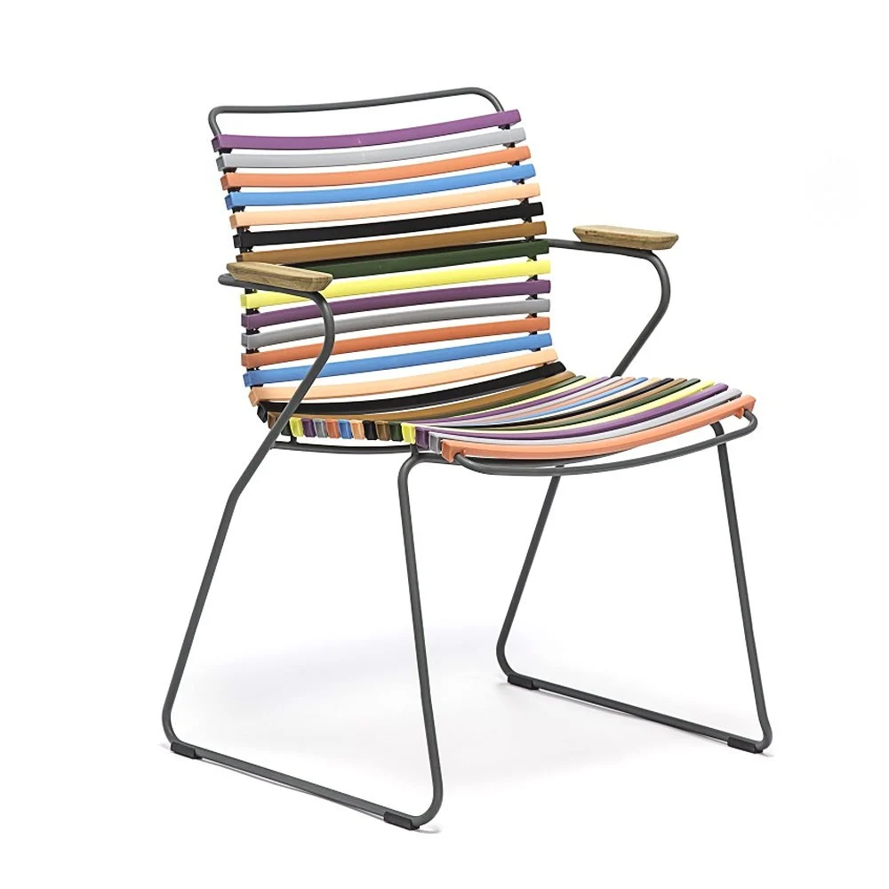 Sedia Click multicolore 1 con braccioli in bambù