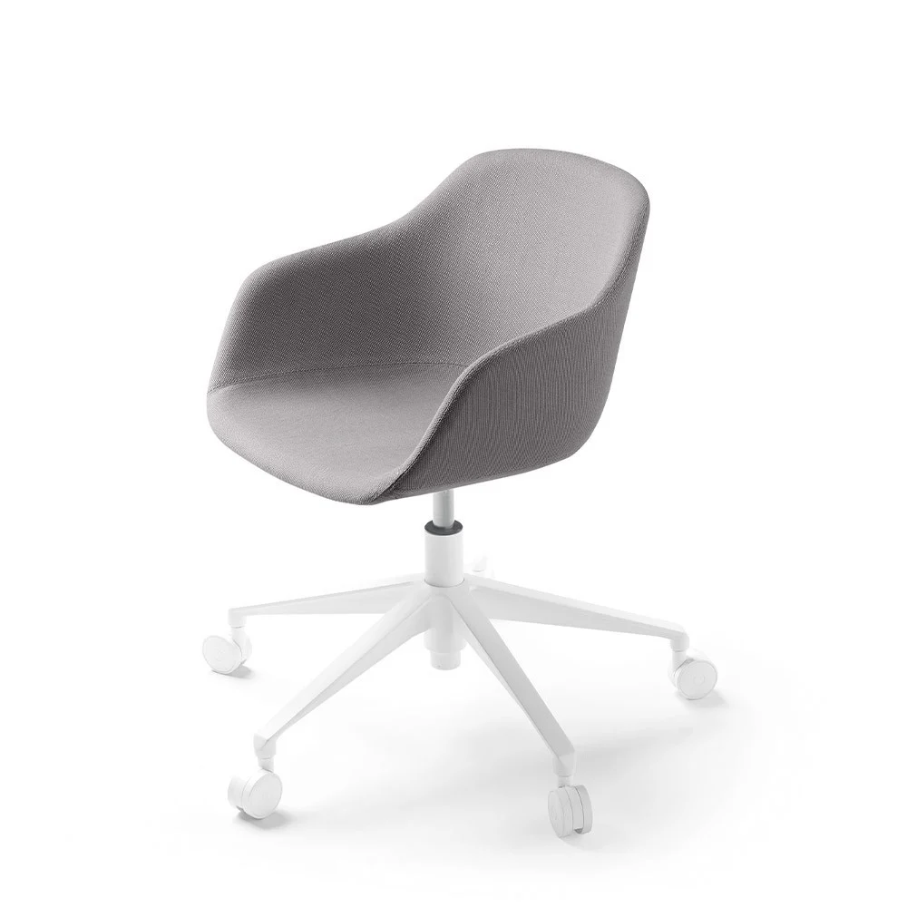 Sedia da ufficio Kuskoa Bi con ruote, scocca in tessuto grigio