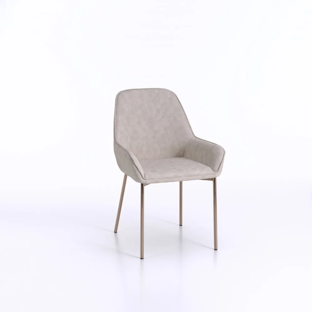 Sedia di design Mery con struttura in metallo oro rosa e rivestita in similpelle