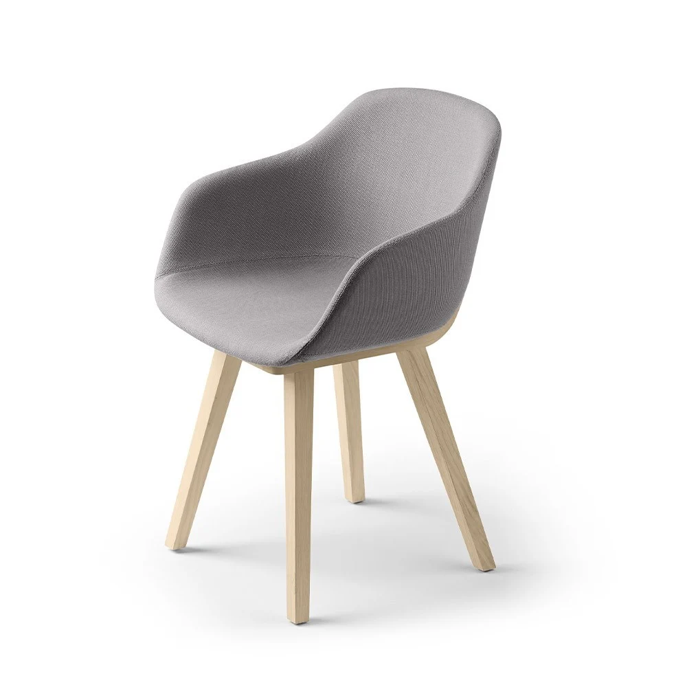 Sedia Kuskoa Bi con scocca in tessuto grigio