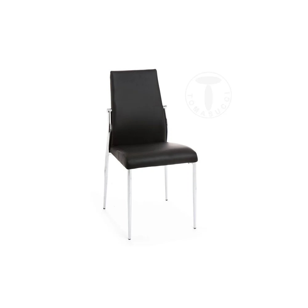 Tomasucci Margo sedia con struttura in metallo cromato rivestita in pelle sintetica disponibile in tre colori