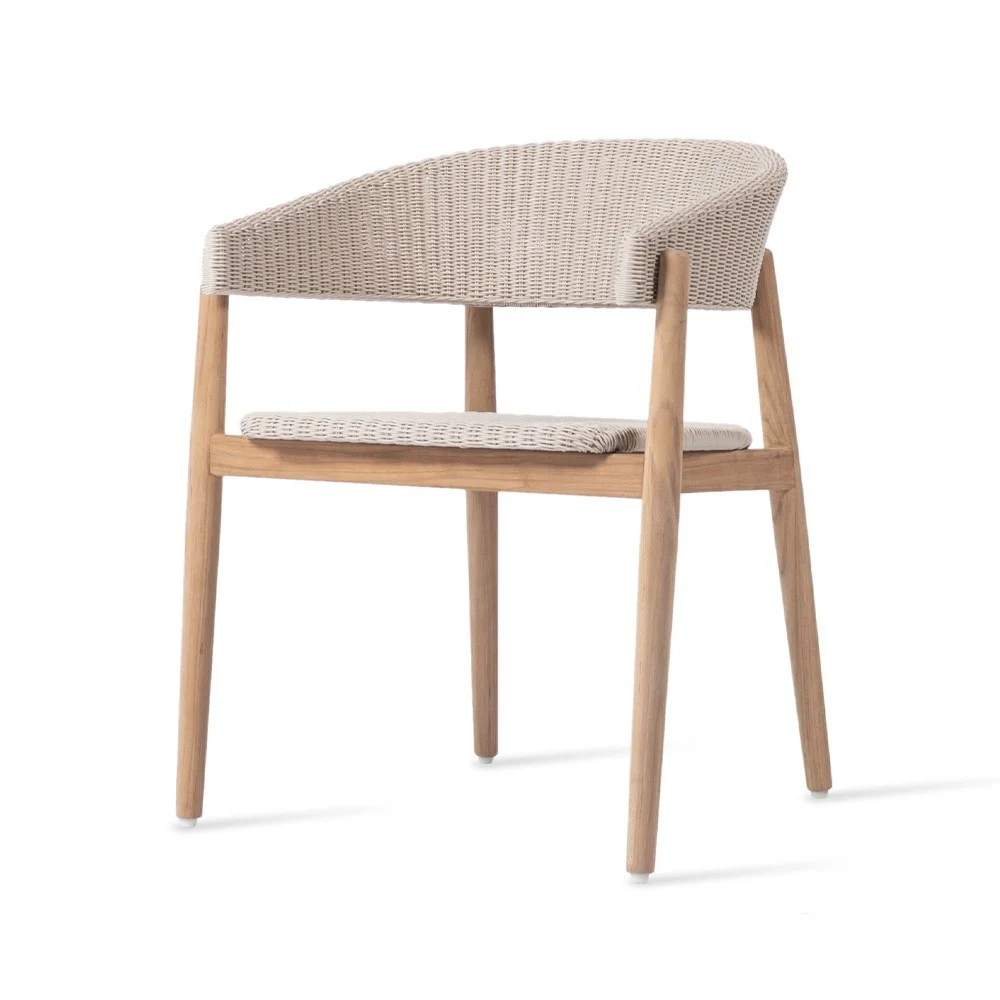 Sedia Mona teak e midollino beige