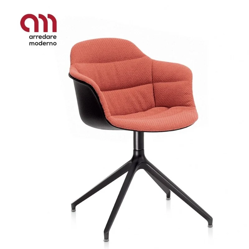 Sedia Mood Bontempi Casa girevole in alluminio con braccioli