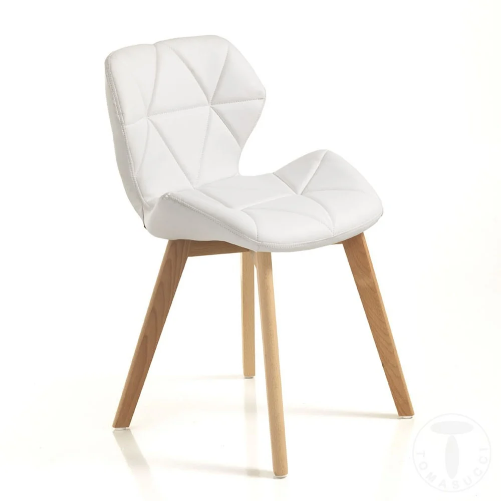 Tomasucci NEW KEMY - A sedia con gambe in legno massello e seduta rivestita in pelle sintetica