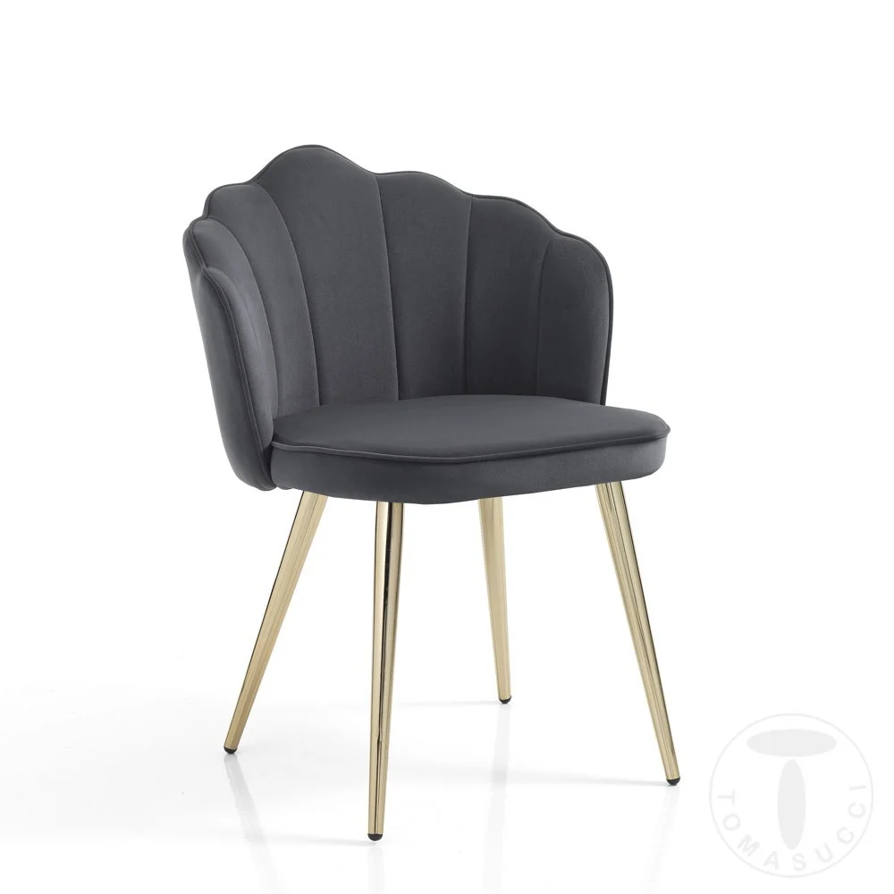 Tomasucci Shell Sedia realizzata con gambe in metallo e rivestimento in tessuto simil velluto