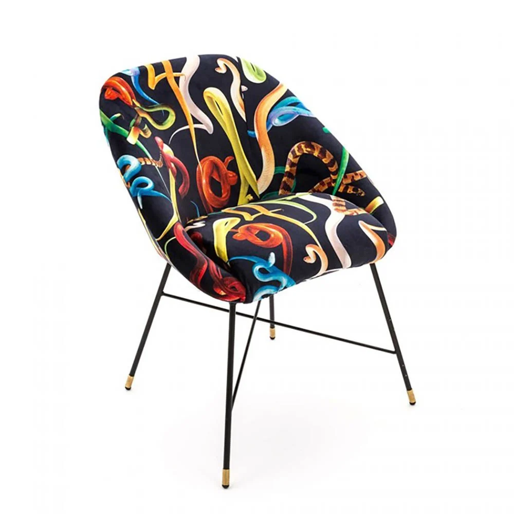 Seletti Chairs sedia imbottita con struttura in legno con piedi in acciaio