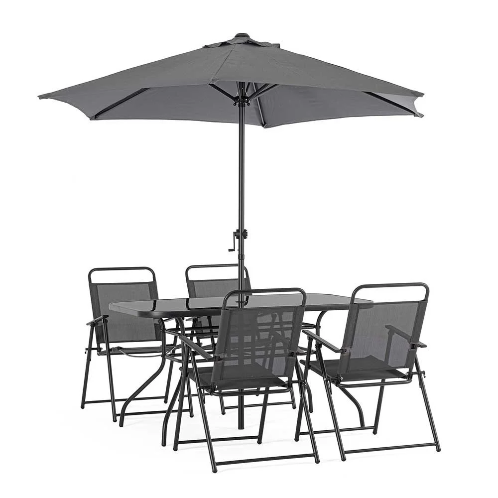 Set da giardino Pompei con sedie pieghevoli e ombrellone