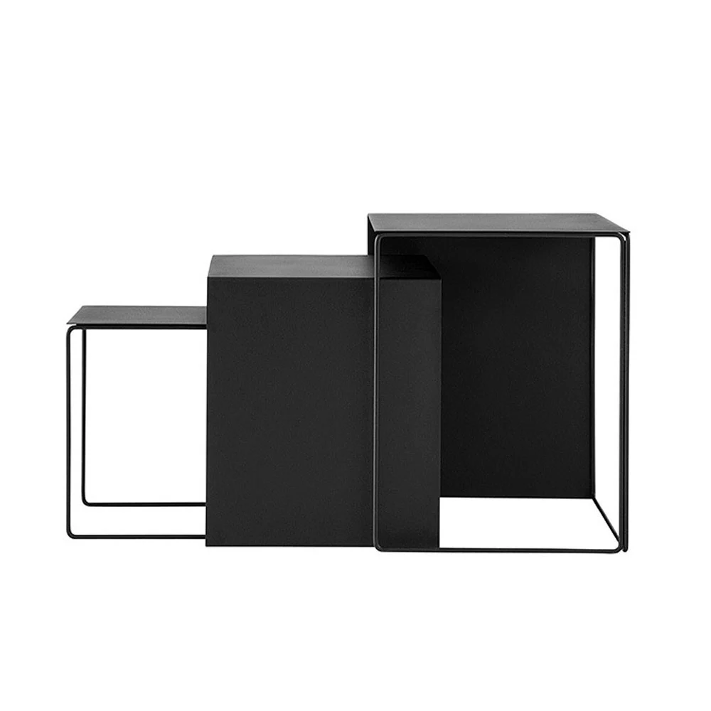 Set di 3 tavolini neri Cluster