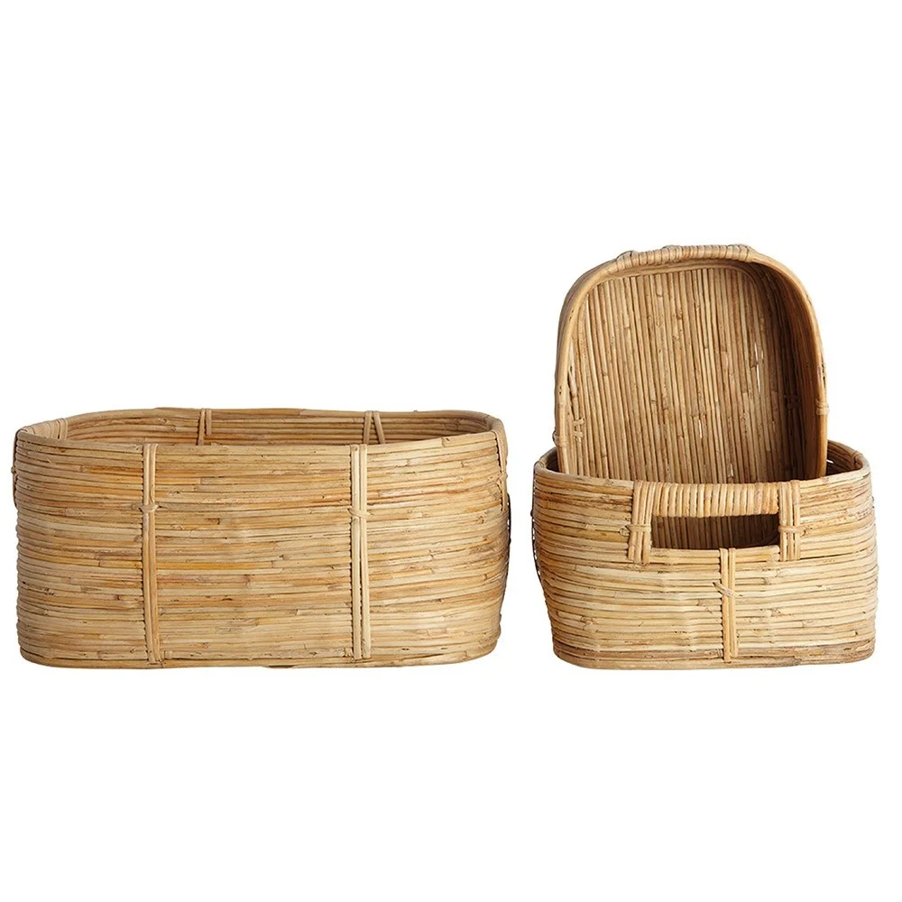 Set di tre cestini Chaka naturali