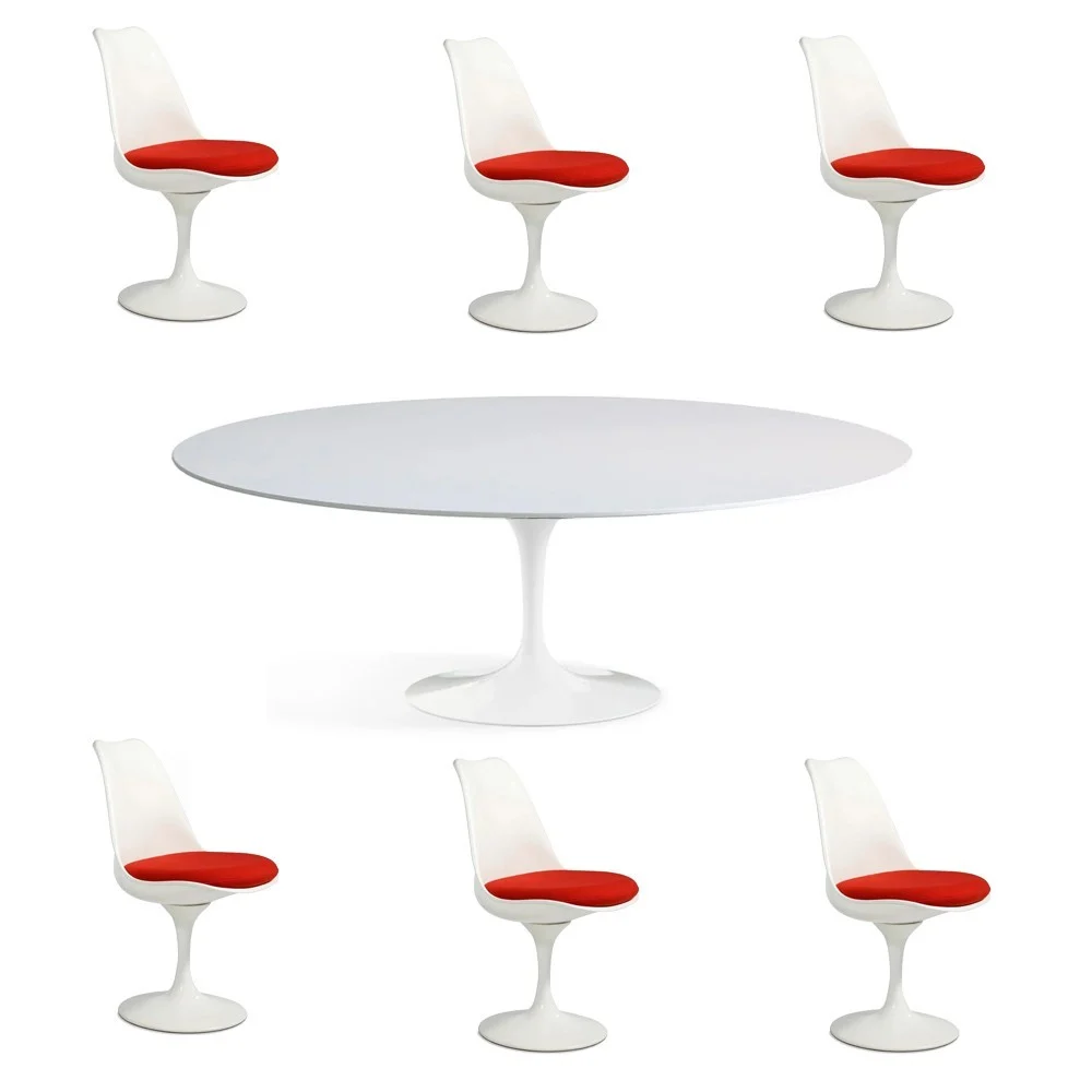 Set tavolo ovale e sedie riedizione Tulip