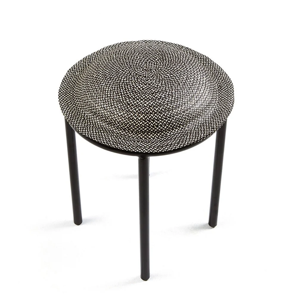 Sgabello Cana nero e naturale